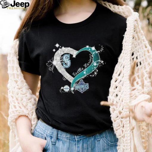 Official seattle Mariners Baseball Glitter Heart Tshirt