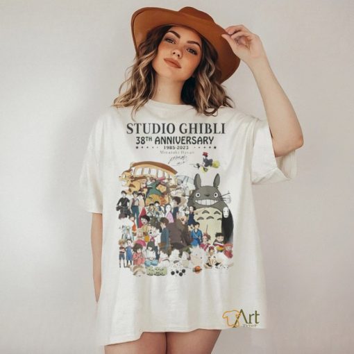 Official studio Ghibli 38th Anniversary 1985 2023 Miyazaki Hayao Signatures T Shirt