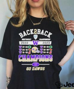 Official washington Huskies Back 2 Back Pac 12 Champions Go Dawgs T Shirt