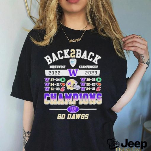 Official washington Huskies Back 2 Back Pac 12 Champions Go Dawgs T Shirt