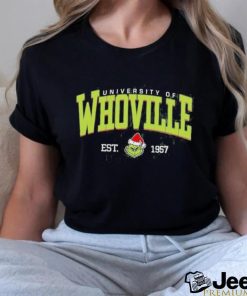 Official whoville University Est 1957 Retro Christmas Santa Grinch Shirt