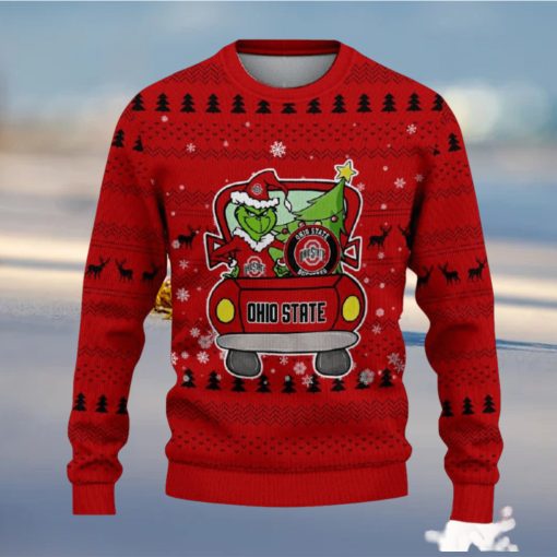 Ohio State Buckeyes Christmas Sweater Grinch Driving Funny Gift Fans