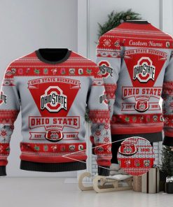 Ohio State Buckeyes Football Team Logo Custom Name Personalized Ugly Christmas Sweater Christmas Gift For Big Fans