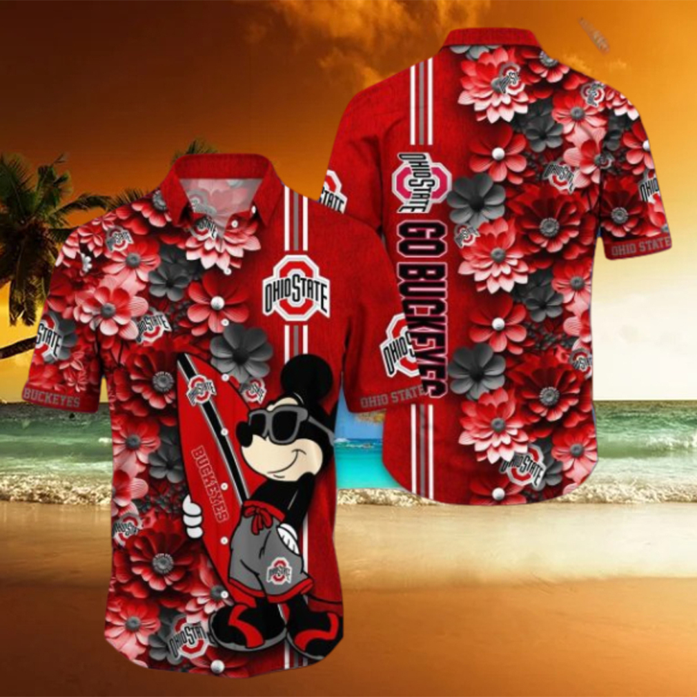 Ohio State Buckeyes NCAA Flower Cheap Hawaiian Shirt 3D Shirt