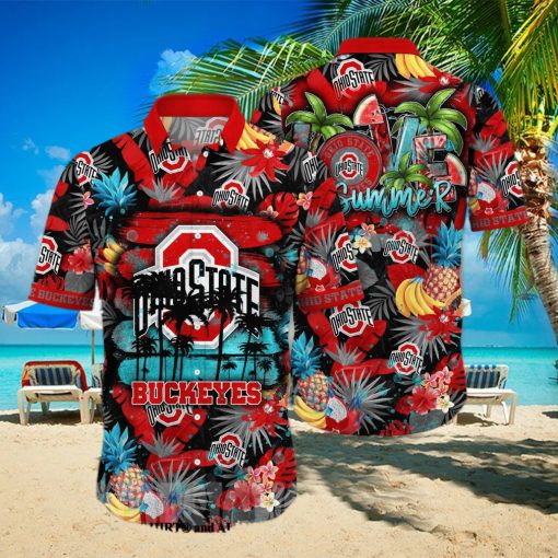 Ohio State Buckeyes NCAA Floral Unisex All Over Printed Hawaiian Shirt