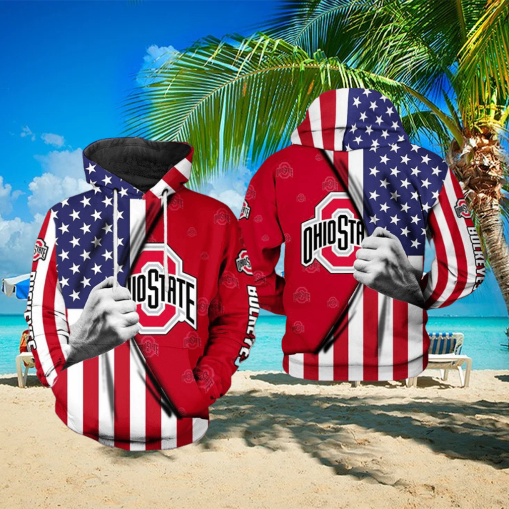 Ohio State Buckeyes Hoodie 3D Broken USA Flag Ohio State Gift