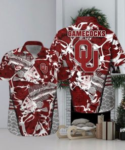 Oklahoma Sooners Fishing Short Sleeve Button Up Tropical Hawaiian Shirt