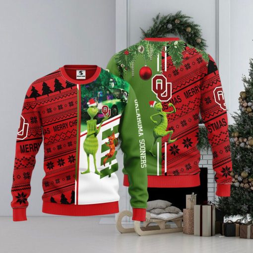 Oklahoma Sooners Grinch & Scooby doo Christmas Ugly Sweater 1