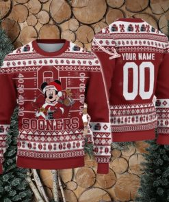 Oklahoma Sooners Mickey Player Custom Name And Number Ugly Christmas Sweater