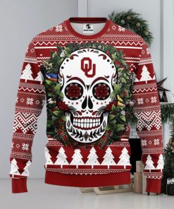 Oklahoma Sooners Skull Flower Ugly Christmas Ugly Sweater