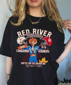 Oklahoma Sooners vs Texas Longhorns Comfort Wash 2023 Red River Rivalry Score shirt