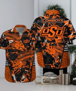 Oklahoma State Cowboys Fishing Short Sleeve Button Up Tropical Hawaiian Shirt