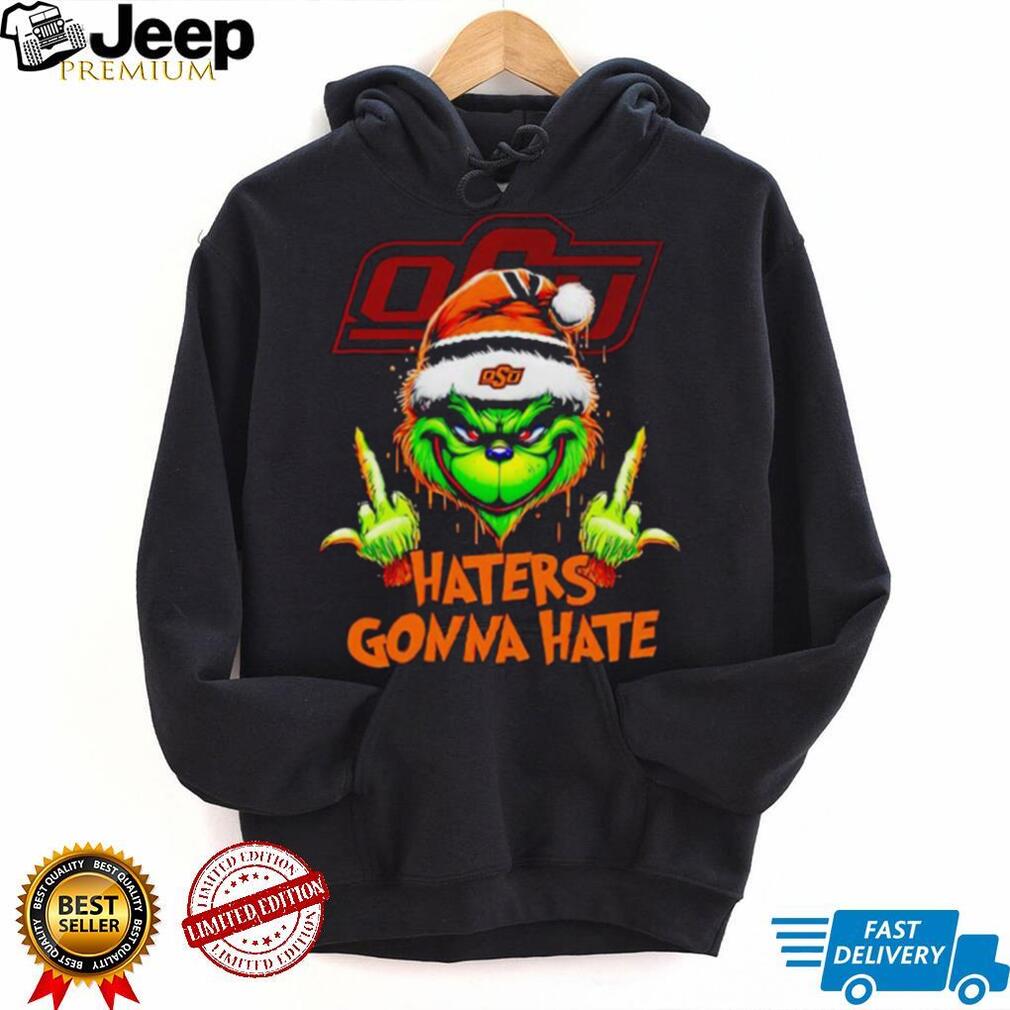 Oklahoma State Cowboys Grinch middle finger haters gonna hate shirt