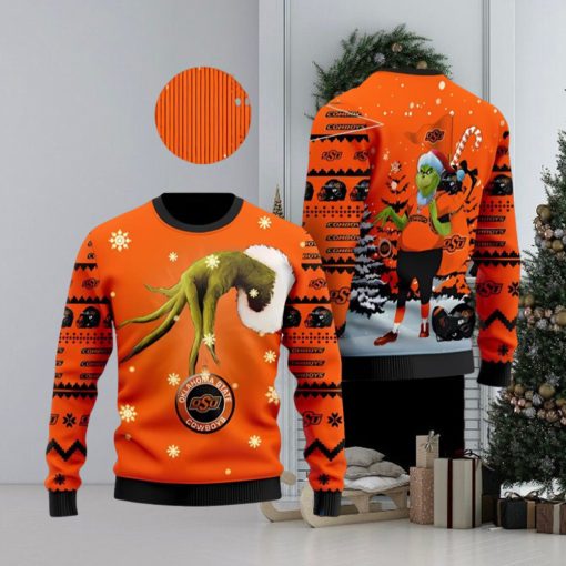 Oklahoma State Cowboys Team Grinch Ugly Christmas Sweater Cute Christmas Gift