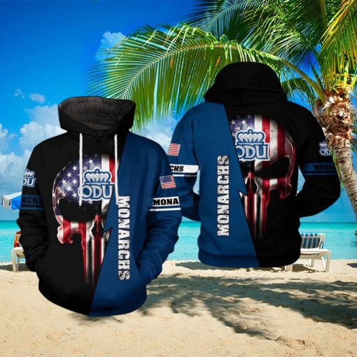 Old Dominion Monarchs NCAA US Flag Skull 3D Printed Hoodie