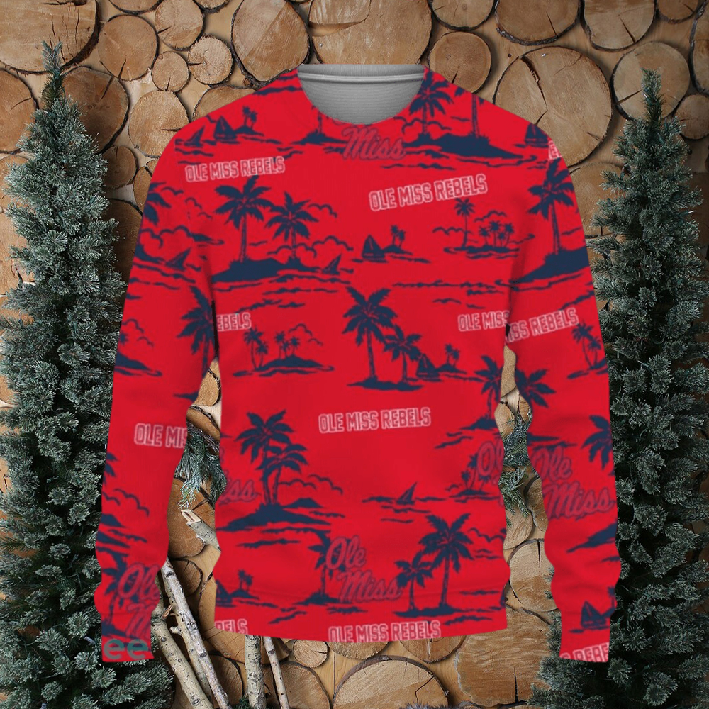 Ole Miss Rebels Aloha Hawaii Beach Knitted Xmas Sweater AOP teejeep