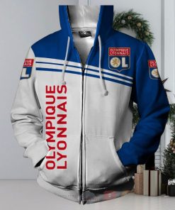 Olympique Lyon White Blue Zip Up Hoodie