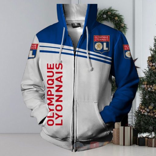 Olympique Lyon White Blue Zip Up Hoodie