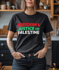 Omar sakr wearing freedom& justice for palestine T shirt