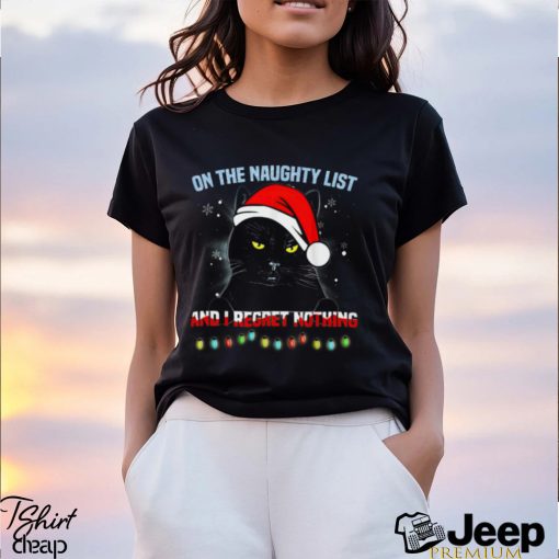 On The Naughty List I Regret Nothing   Funny Christmas Black Cat Classic T Shirt