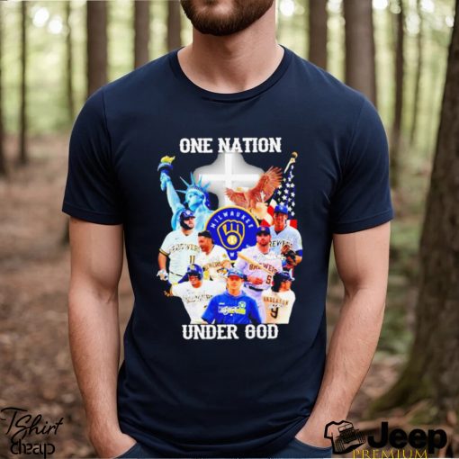 One Nation Under God Milwaukee Brewers Baseball Signature T shirt