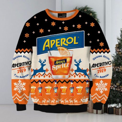 Orange Aperol Spritz 3D Printed Black Christmas Sweater