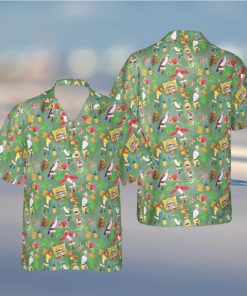 Orange Bird Tiki Friends Disney World Inspired Men s Button Down Short Sleeved hawaiian Shirt