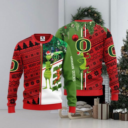 Oregon Ducks Grinch & Scooby doo Christmas Ugly Sweater 1