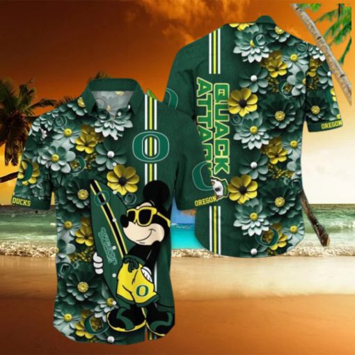 Oregon Ducks Hawaiian Shirt Mickey Love Surfing Trending Summer Gift