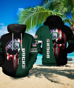 Oregon Ducks NCAA US Flag Skull 3D Printed Hoodie