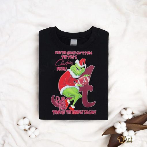 Original Alabama Crimson Tide Team NFL Roll Tide Even The Grinch Can’t Steal The Tide’s Chrismas Pride Mascot T Shirt