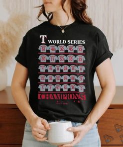 Original MLB Baseball Texas Rangers 2023 World Series Champions Jersey Roster Shirt