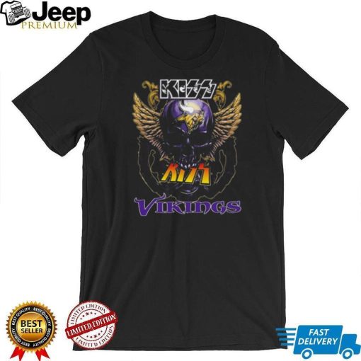 Original Skull Wings Kiss Minnesota Vikings T Shirt