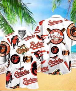 Orioles Pattern Logo Mascot Hawaiian Shirt