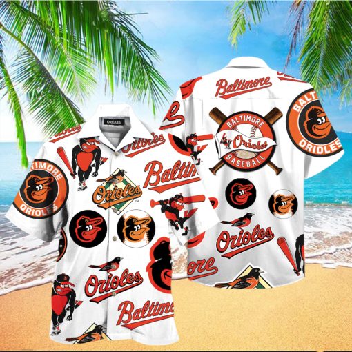 Orioles Pattern Logo Mascot Hawaiian Shirt