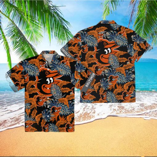 Orioles Tropical Leaves Black MLB Hawaiian Shirt for Men Women
