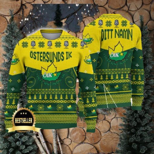 Östersunds IK Ugly Christmas Sweater Logo Custom Name Gift Fans