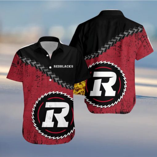 Ottawa Redblacks Ca Football Grunge Polynesian Tattoo Pattern Hawaiian Shirt For Fans