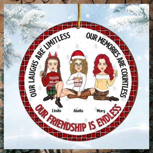 Our Friendship Is Endless   Personalized Wooden Ornament For Besties