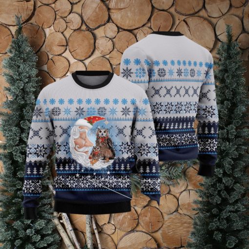 Owl Love Santa Moon Ugly 3D Sweater Gift For Men And Women