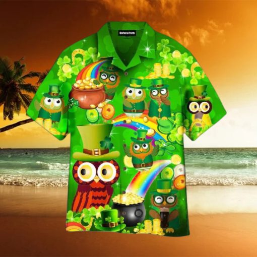 Owls Happy Saint Patricks Day Green Aloha Hawaiian Shirt