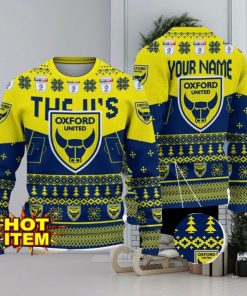 Oxford United FC Big Logo Custom Name 3D Ugly Christmas Sweater Christmas Gift For Big Fans