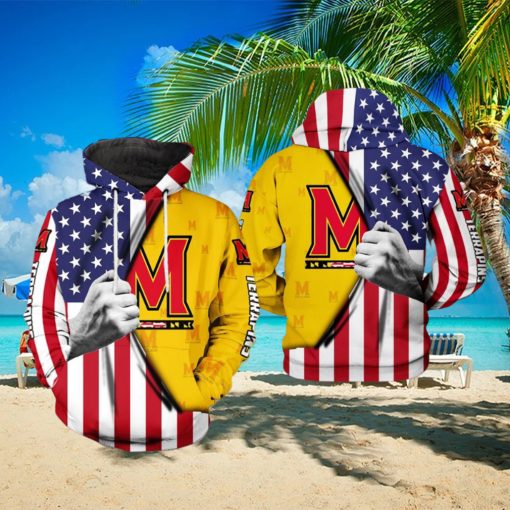 Maryland Terrapins NCAA US Flag 3D Printed Hoodie