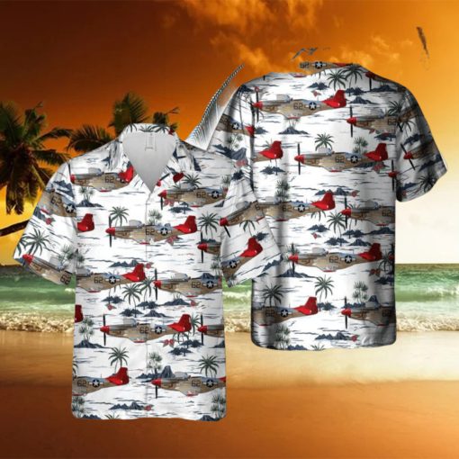 P 51 Red Tail Mustang Bunny Hawaiian Shirt