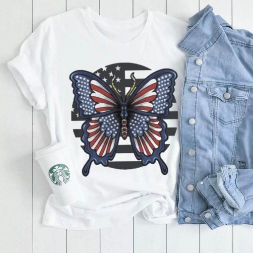 PATRIOTIC BUTTERFLY GIFT 4TH OF JULY USA FLAG MEANINGFUL GIFT SHIRT