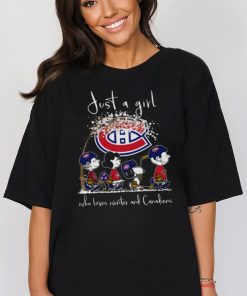 PEANUTS CHARACTERS JUST A GIRL WHO LOVES WINTER AND CANADIENS SHIRT