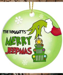 Merry Jeepmas With Grinch Hand Holding Ornament Family Christmas Tree