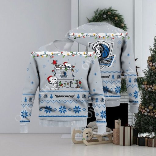 Dallas Mavericks Snoopy Christmas Light Woodstock Ugly Christmas Sweater Jumper