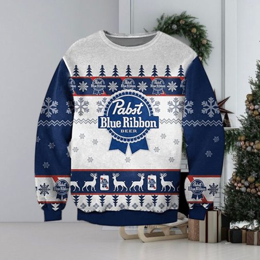 Pabst Blue Ribbion Beer Ugly Knitted Whiskey Christmas 3D Sweater For Men And Women