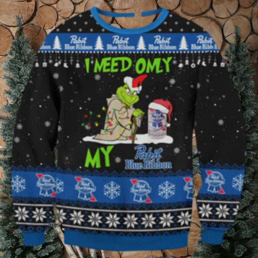 Pabst Blue Ribbon Grinch Need Ugly Sweater